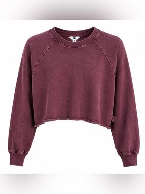 JoyLab Burgundy Acid-Wash Cropped Sweatshirt Women’s M
